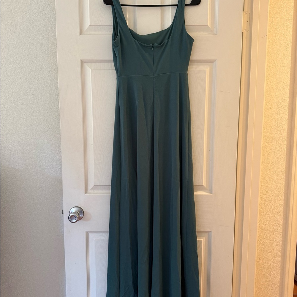 Birdy Grey Sea Glass Crepe Bridesmaid Dress  Scoop Neck Sleeveless